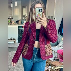 Vintage Kay Unger Patchwork Blazer - Boho Hippie - Size 6 - Silk Blend